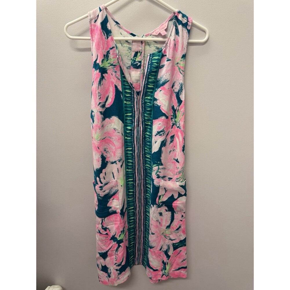 Women Lilly Pulitzer  Carlotta Stretch Shift Dress Tidal Wave Size Medium